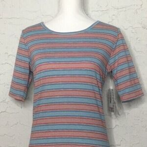 Lularoe GIGI Womens Medium Blue and Red Striped Top